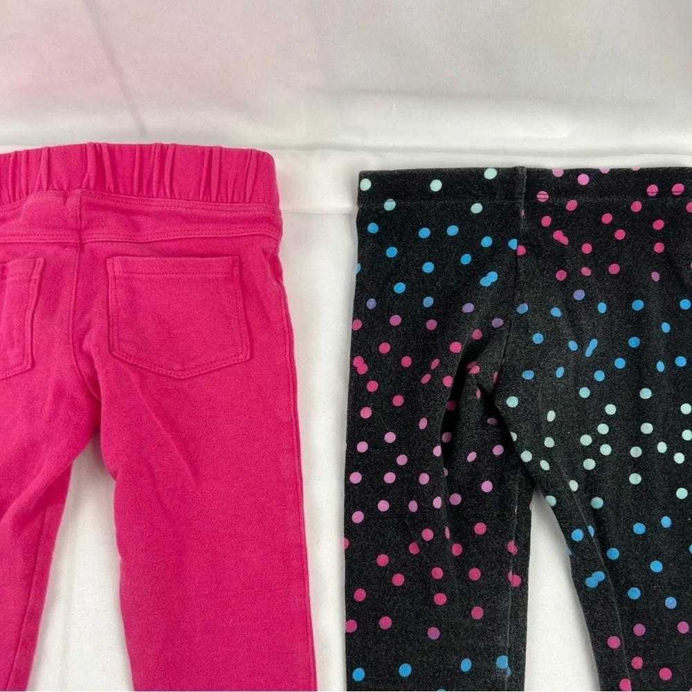 Okie Dokie - Girl’s Pants - 2 PK - 3T - Pink and Black w/ Polka Dots